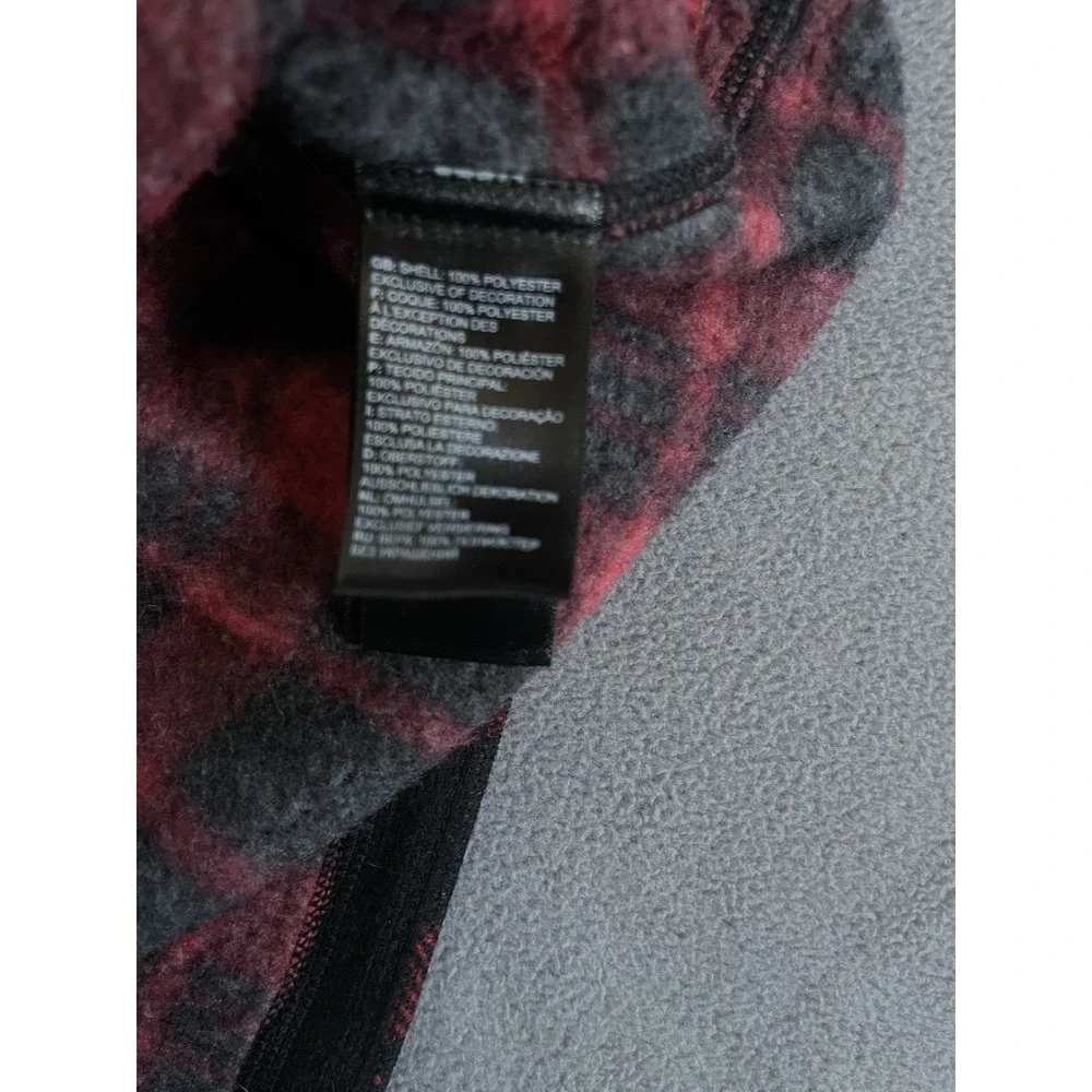 The North Face Men's XL Red Black Buffalo Plaid Fleece Quarter Zip Pullover